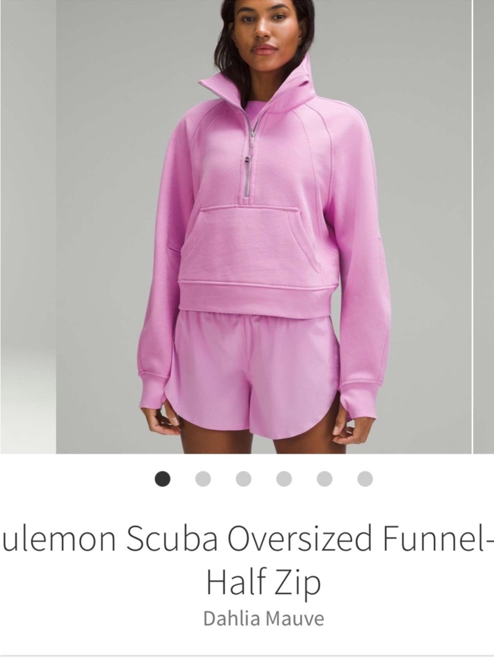Lululemon Scuba Oversized Funnel Neck Half Zip sweatshirt Dahlia Mauve Sz XS/S